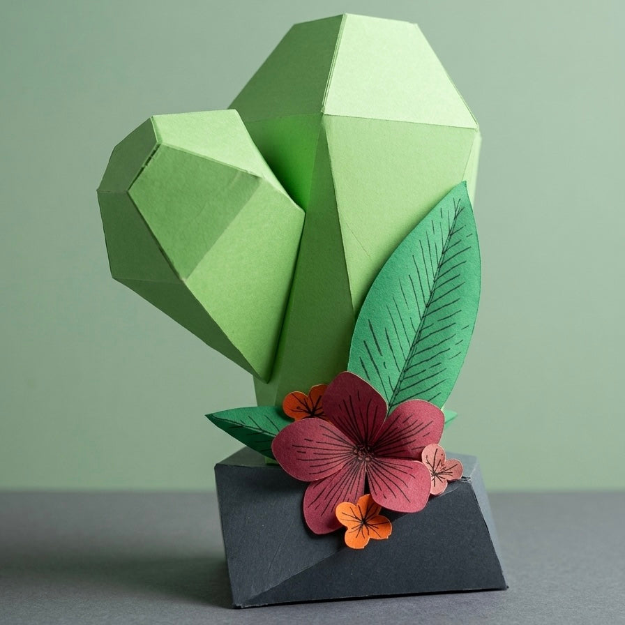 Escultura botánica de papel Cactus Suculenta Edición Taller por Proyecto Ensamble 2