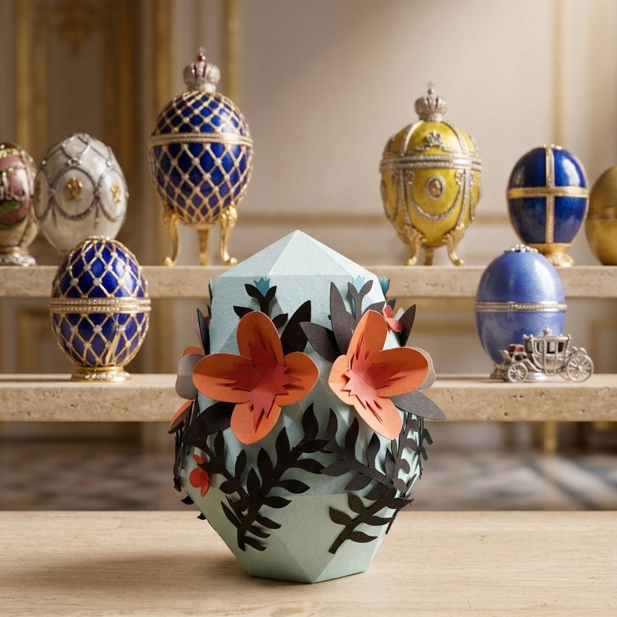Escultura de papel Huevo de Fabergé Colección Primavera Imperial por Proyecto Ensamble 2