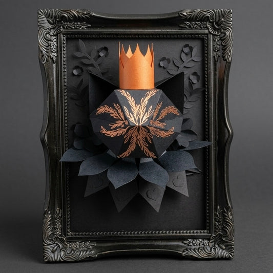 Gabinete Ensamble Nº5 King Cat pieza de ilustración volumétrica en papel artesanal por Proyecto Ensamble