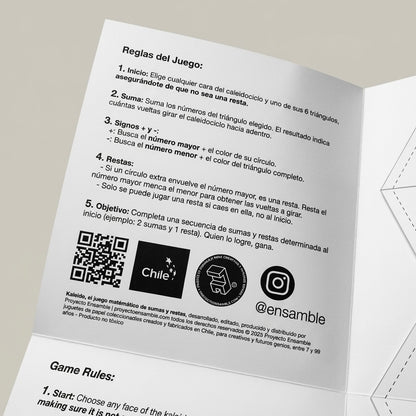 Juego educativo Kaleido el ciclo matemático de sumas y restas objeto de juego interactivo de papel por Proyecto Ensamble 4