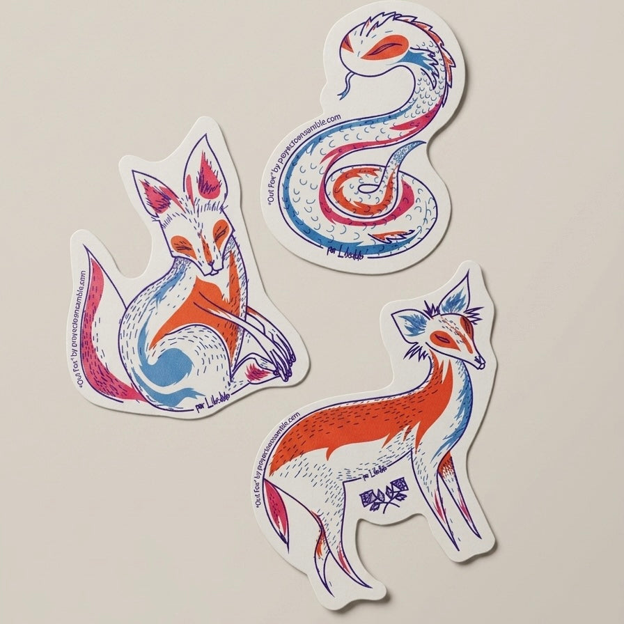 Pack de stickers adhesivos Animales Fantásticos Bestiario Quimérico Edición Gráfica por Proyecto Ensamble 2