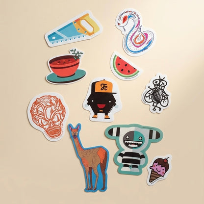 Pack de stickers adhesivos Colección Sorpresa con ilustraciones de autor Edición Gráfica por Proyecto Ensamble 2
