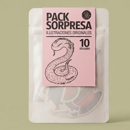 Pack de stickers adhesivos Colección Sorpresa con ilustraciones de autor Edición Gráfica por Proyecto Ensamble