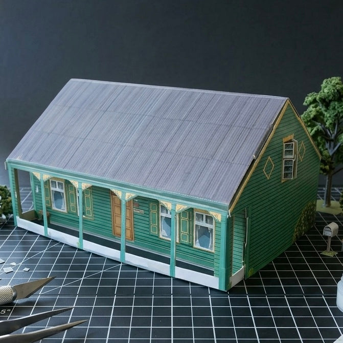 Postal armable de papel patrimonial Casa Stuckrath Osorno colección Castillos de Papel por Proyecto Ensamble 2