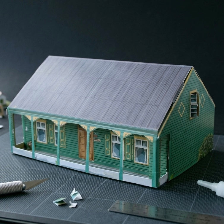 Postal armable de papel patrimonial Casa Stuckrath Osorno colección Castillos de Papel por Proyecto Ensamble