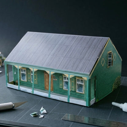 Postal armable de papel patrimonial Casa Stuckrath Osorno colección Castillos de Papel por Proyecto Ensamble