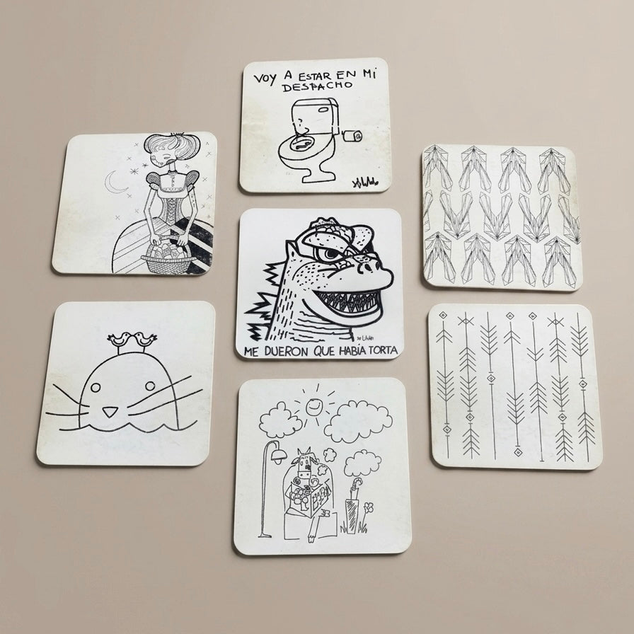 Set de posavasos ilustración Micro-Historias Antología Gráfica Edición Ilustrada por Proyecto Ensamble 2