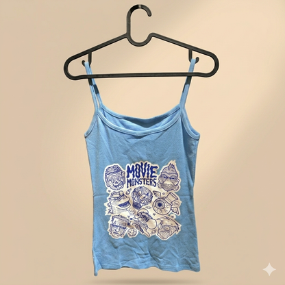 Polera de tirantes strap top celeste ilustración Movie Monsters Edición Gráfica por Proyecto Ensamble