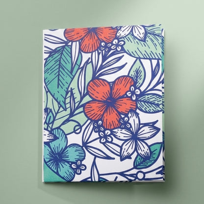 Tarjetero doble slim bifold de papel reforzado ilustración Flores Tropicales por Proyecto Ensamble 3