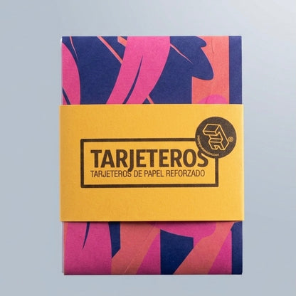Tarjetero doble slim bifold de papel reforzado ilustración Geométrico Palmeras por Proyecto Ensamble 2