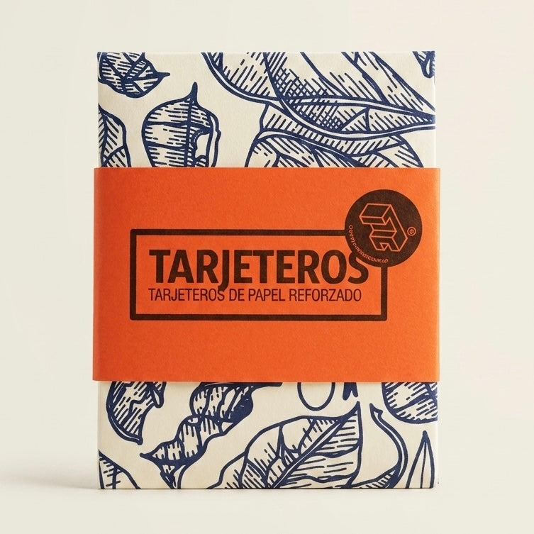 Tarjetero doble slim bifold de papel reforzado diseño Oliva Azul por Proyecto Ensamble 2