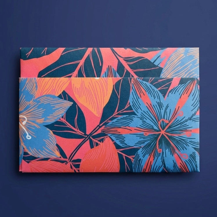 Tarjetero de papel termolaminado impermeable ilustración Flores de Otoño por Don Libedlulo para Proyecto Ensamble
