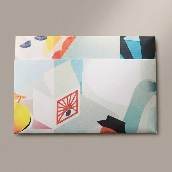 Tarjetero de papel termolaminado impermeable ilustración Paisaje por Don Libedlulo para Proyecto Ensamble